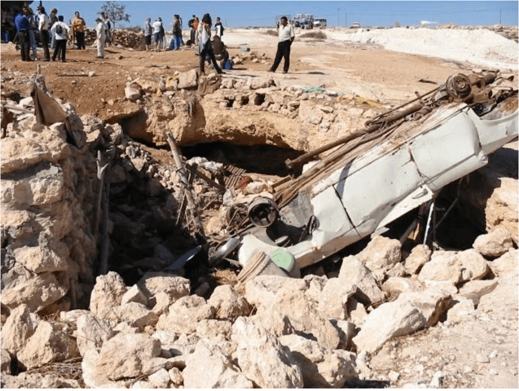 Demolished cave in Susya, September 2001