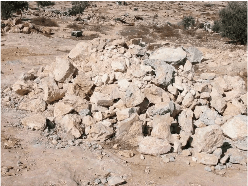 Demolished well in Susya, September 2001